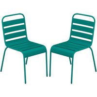 Gartenstuhl stapelbar 2er-Set - Metall - Blau - MIRMANDE von MYLIA von Vente-unique