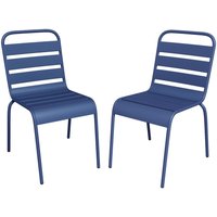 Gartenstuhl stapelbar 2er-Set - Metall - Dunkelblau - MIRMANDE von MYLIA von Vente-unique