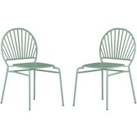 Gartenstuhl stapelbar 2er-Set - Metall - Mandelgrün - CEDEIRA von MYLIA von Vente-unique