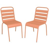 Gartenstuhl stapelbar 2er-Set - Metall - Pfirsich - MIRMANDE von MYLIA von Vente-unique