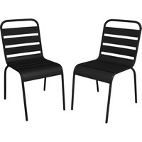 Gartenstuhl stapelbar 2er-Set - Metall - Schwarz - MIRMANDE von MYLIA von Vente-unique