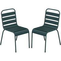 Gartenstuhl stapelbar 2er-Set - Metall - Tannengrün - MIRMANDE von MYLIA von Vente-unique