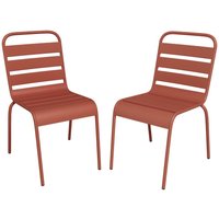 Gartenstuhl stapelbar 2er-Set - Metall - Terracotta - MIRMANDE von MYLIA von Vente-unique