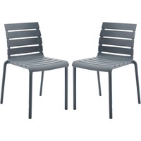 Gartenstuhl stapelbar 2er-Set - Polypropylen - Anthrazit - PANDJI von MYLIA von Vente-unique