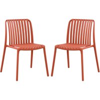 Gartenstuhl stapelbar 2er-Set - Polypropylen - Rot - SESEH von MYLIA von Vente-unique