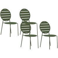 Gartenstuhl stapelbar 4er-Set - Metall - Kaki - MONTEFARO von MYLIA von Vente-unique