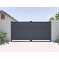 Gartentor Flügeltor mit Torantrieb - 355 x 181 cm - Aluminium - Anthrazit - VIAZO Gartentor Flügeltor mit Torantrieb - 355 x 181 cm - Aluminium - Anthrazit - VIAZO von Vente-unique