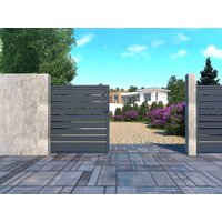 Gartentor Schiebetor mit Torantrieb - 374 x 183 cm - durchbrochen - Aluminium - Anthrazit - PRIMO Gartentor Schiebetor mit Torantrieb - 374 x 183 cm - durchbrochen - Aluminium - Anthrazit - PRIMO von Vente-unique