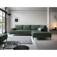 Großes Ecksofa - Ecke rechts - Cord - Tannengrün - GINETO von Vente-unique
