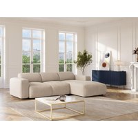 Großes Ecksofa mit Schlaffunktion - Ecke rechts - fein gerippter Cord - Beige - POGNI von Maison Céphy von Vente-unique