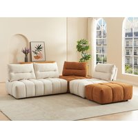 Großes Ecksofa mit verstellbarer Rückenlehne - Strukturstoff - Beige & Terracotta - APOLIU Großes Ecksofa mit verstellbarer Rückenlehne - Strukturstoff - Beige & Terracotta - APOLIU von Vente-unique