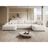 Großes Panorama-Ecksofa mit Schlaffunktion - Ecke rechts - Strukturstoff - Creme - DAVISO Großes Panorama-Ecksofa mit Schlaffunktion - Ecke rechts - Strukturstoff - Creme - DAVISO von Vente-unique