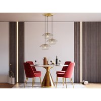 Hängeleuchte - Metall - Gold - 3 Lampenschirme - H.110 x L.68 cm - LOREVI von Vente-unique