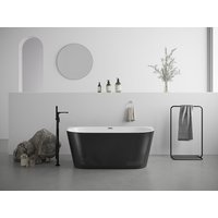 Halb freistehende Badewanne - 175L - 130 x 71,5 x 58 cm -  Acryl - Schwarz matt - DIVINA von Vente-unique