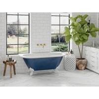 Halb freistehende Badewanne - Retro - mit Adlerfüßen - 154 L - 150 x 74 x 61 cm - Blau glänzend - SPARUS Halb freistehende Badewanne - Retro - mit Adlerfüßen - 154 L - 150 x 74 x 61 cm - Blau glänzend - SPARUS von Vente-unique