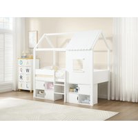 Halbhohes Bett in Hausoptik + Matratze - 90 x 190 cm - Kiefer & MDF - Weiß - VALESKIA von Vente-unique
