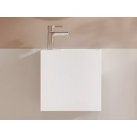 Handwaschbecken hängend mit Ablagefach - Solid Surface - Armaturen links - Weiß - 40 cm - PUMORI Handwaschbecken hängend mit Ablagefach - Solid Surface - Armaturen links - Weiß - 40 cm - PUMORI von Vente-unique