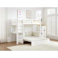 Hochbett mit Sofa mit Schlaffunktion + Matratze - 90 x 190 cm- Kiefernholz & MDF - Weiß - ORPELIA von Vente-unique