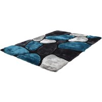 Hochflorteppich  - 120 x 170 cm - Türkis & Grau - PIETRA von Vente-unique