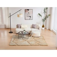 Hochflorteppich mit Reliefstruktur - 160 x 230 cm - Dunkelbeige - PIETRA von Vente-unique