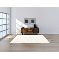 Hochflorteppich mit Streifen in Relief-Optik - 160 x 230 cm - Weiß & Cremefarben - MERELINE Hochflorteppich mit Streifen in Relief-Optik - 160 x 230 cm - Weiß & Cremefarben - MERELINE von Vente-unique