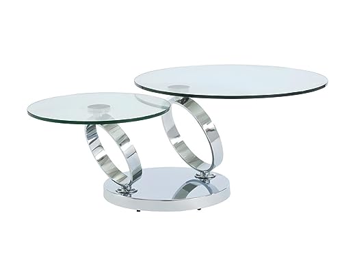 Vente-unique Couchtisch mit drehbaren Tischplatten - Sicherheitsglas & Metall - Joline von Vente-unique