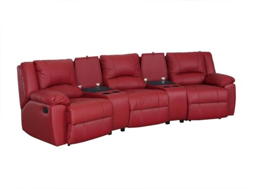 Kauf-Unique Relaxsofa 3-Sitzer - Leder - Rot - Aroma von Vente-unique