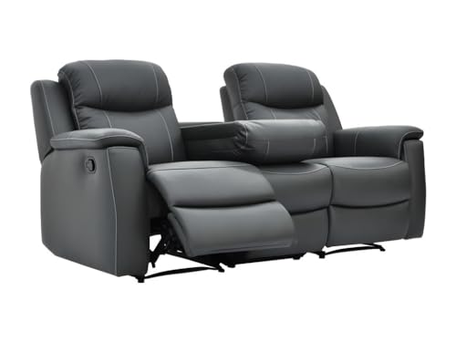 Kauf-Unique Relaxsofa Leder 3-Sitzer - Anthrazit - Evasion von Vente-unique