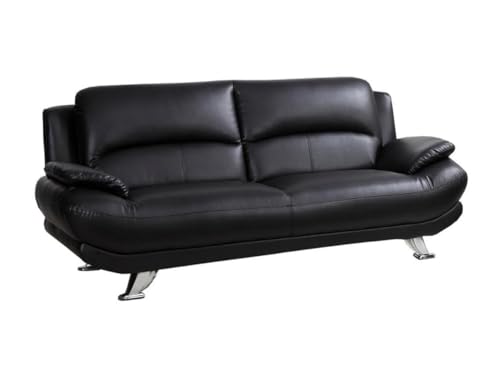 Kauf Unique Sofa 3-Sitzer - Kunstleder - Schwarz - MUSKO von Vente-unique