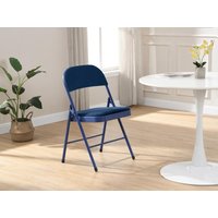 Klappstuhl 2er-Set - Samt & Metall - Blau - ORTENSIA von Vente-unique