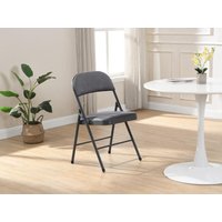 Klappstuhl 2er-Set - Samt & Metall - Grau - ORTENSIA von Vente-unique