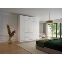 Kleiderschrank mit 4 Türen & 3 Schubladen + Aufsatz - 196 cm - Weiß - LIZANDRO von Vente-unique