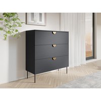 Kommode mit 3 Schubladen - Schwarz & Goldfarben - NATANIEL von Vente-unique