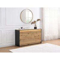 Kommode mit 6 Schubladen - Mit LED-Beleuchtung - MDF - Holzfarben & Schwarz - RUKALO von Vente-unique