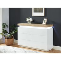 Kommode mit 6 Schubladen & LEDs - MDF lackiert - Weiß & Eichefarben - HALO II von Vente-unique