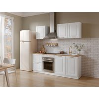 Küchenzeile - mit Arbeitsplatte 200 cm - Weiß & Holzfarben - CELOMIA von Vente-unique