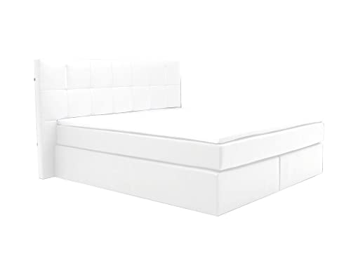 LED-Boxspringbett - 160 x 200 cm - Kunstleder - Weiß - BILBAO von Vente-unique