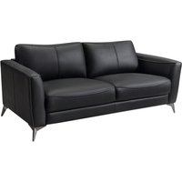 Ledersofa 3-Sitzer - Schwarz mit grauer Ziernaht - BATUCO von Vente-unique