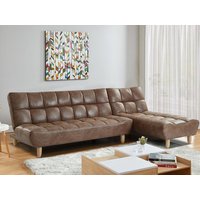 Modulierbares Schlafsofa Klappsofa - Microfaser-Vintage-Look - Braun - ESTEBAN von Vente-unique