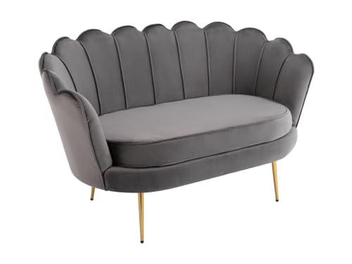Muschelsofa 2-Sitzer - Samt - Anthrazit - DANDELION von Vente-unique