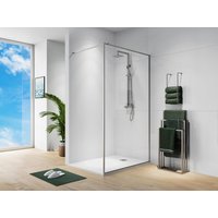 [NEW VERSION]Duschtrennwand Seitenwand italienische Dusche - 120 x 200 cm - Sicherheitsglas - Schwarz matt - AMBERI von Vente-unique