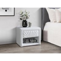 Nachttisch - 1 Schublade und 1 Ablage - Kunstleder - Weiß - ULAMI von Vente-unique