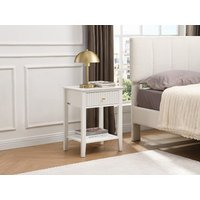 Nachttisch 2er-Set 1 Schublade & 1 Ablage – MDF – Weiß – NIRIVA von Vente-unique