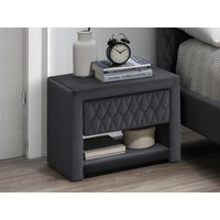 Nachttisch mit 1 Schublade & 1 Ablage - Samt - Grau - DANIELLE von Vente-unique