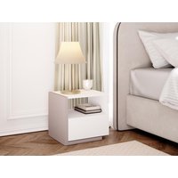 Nachttisch skandinavisch mit 1 Schublade & 1 Ablage - Weiß & Taupe - NAPOLI II von Vente-unique