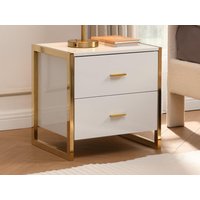 Nachttische mit 2 Schubladen 2er-Set - MDF - Weiß lackiert & Goldfarben - OMBRELIA von Pascal Morabito von Vente-unique