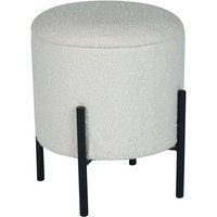 Niedriger Hocker mit Stauraum - Bouclé-Stoff & schwarzes Metall - Cremefarben - EZEL von Vente-unique