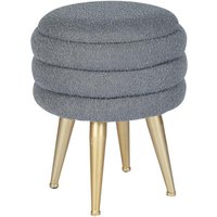 Niedriger Hocker mit Stauraum - Bouclé-Stoff & goldfarbenes Metall - Grau - ESDALO von Vente-unique