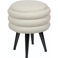 Niedriger Hocker mit Stauraum - Bouclé-Stoff & schwarzes Metall - Cremefarben - ESDALO von Vente-unique