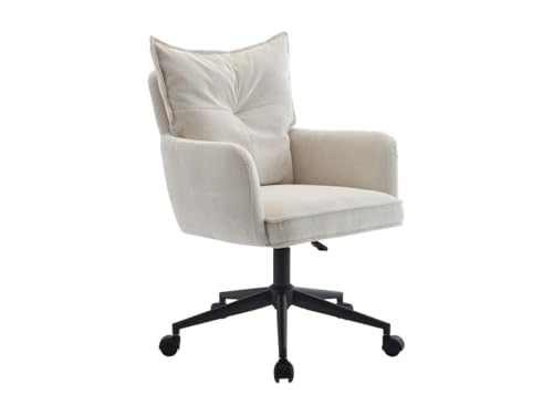 PASCAL MORABITO - Bürostuhl - Rippensamt - Creme und Schwarz - Höhenverstellbar - BATARU von Pascal Morabito von Vente-unique